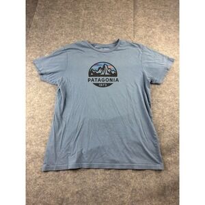 Vintage Patagonia Basic Crew Shirt L Adult Blue Slim Short Sleeve Made USA SEE